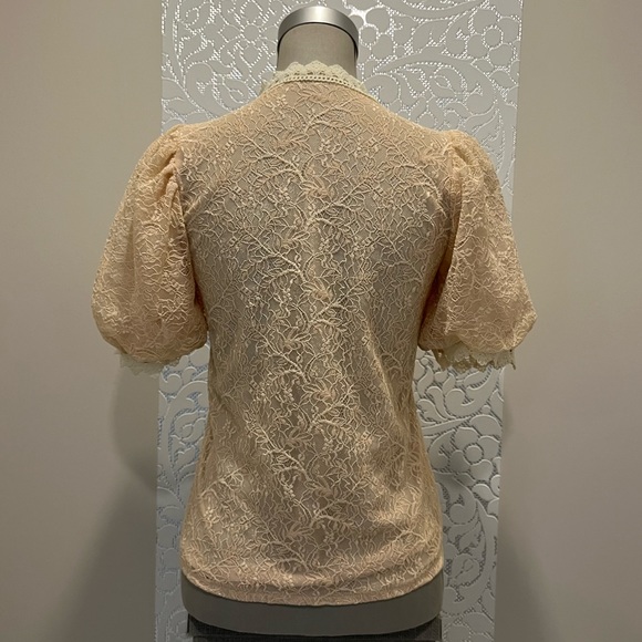 Vintage | Pearl & Embroidery Detailed Chest Cream Lace Blouse - Picture 9 of 13